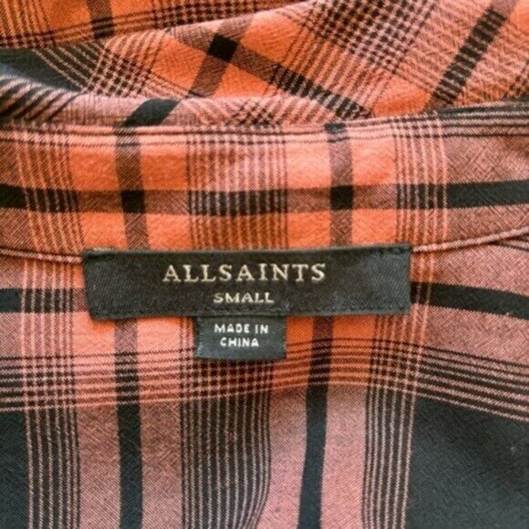 ALL SAINTS Miki Check Shirt Wrap Long Sleeve Top - Picture 7 of 7